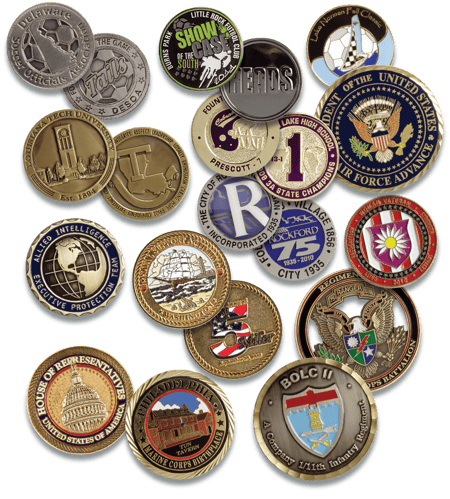 a group of challenge coins