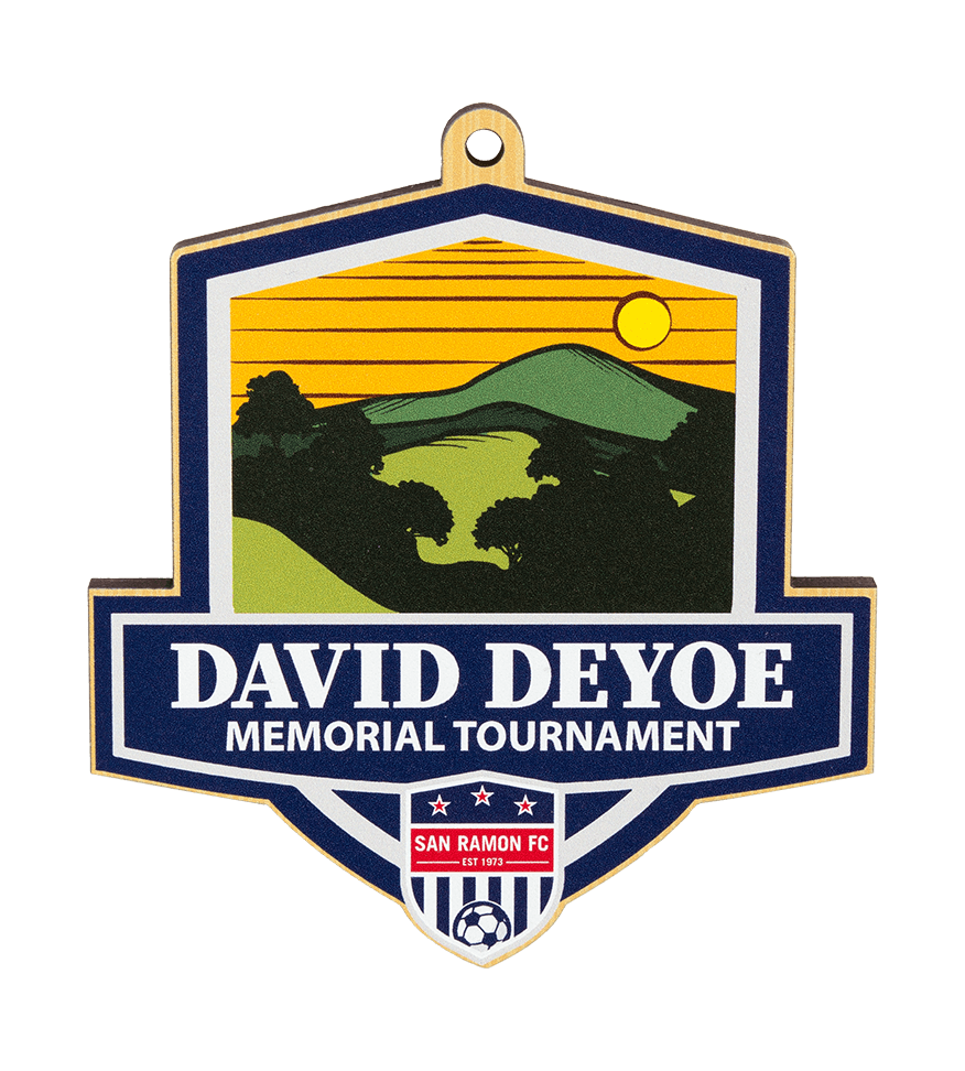 David Deyoe Memorial Tournament - Custom shaped, color printed, wooden medal.