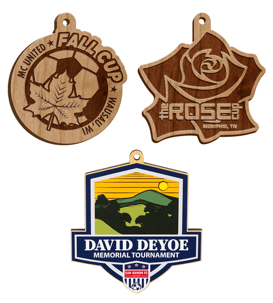 Group image of academic custom soccer medals