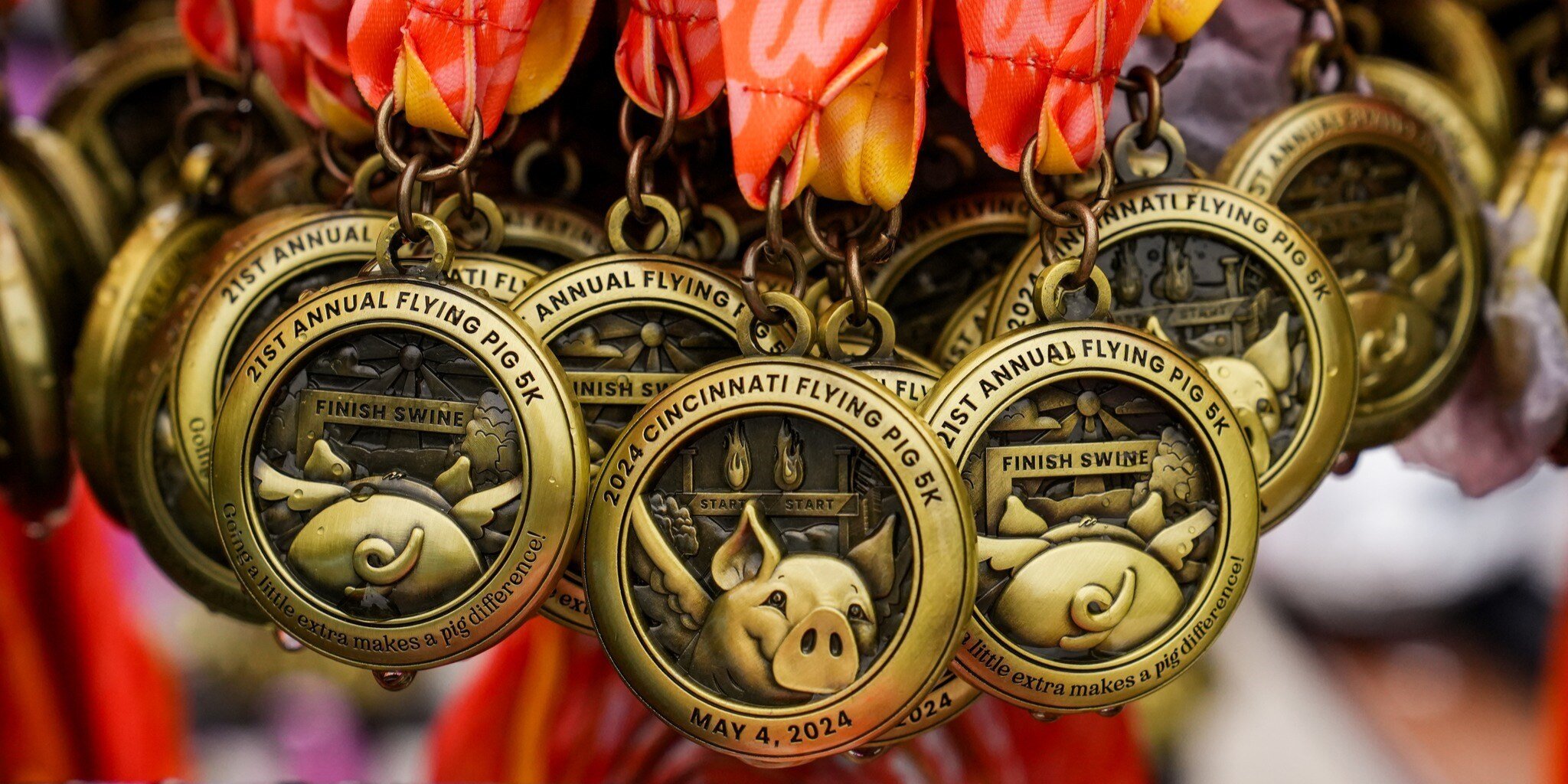 flying pig marathon custom running medal 5K medal with ribbon